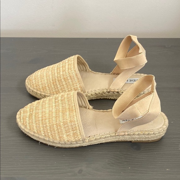 STEVE MADDEN Merlene Ankle Strap Slip On Espadrille In Natural Raffia Size 9 - Picture 12 of 12